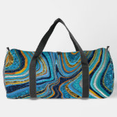 Chic Sparkle Glitter marmer blauw goudmonogram Plunjezak (Achterkant)