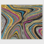 Chic Sparkle Glitter marmer blauw roze Cadeaupapier (Vlak)