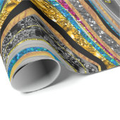 Chic Sparkle Glitter marmer blauw roze Cadeaupapier (Rol Hoek)