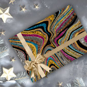 Chic Sparkle Glitter marmer blauw roze Cadeaupapier