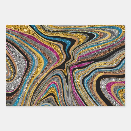 Chic Sparkle Glitter marmer blauw roze Inpakpapier Vel (Voorkant)