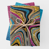 Chic Sparkle Glitter marmer blauw roze Inpakpapier Vel (In situ)