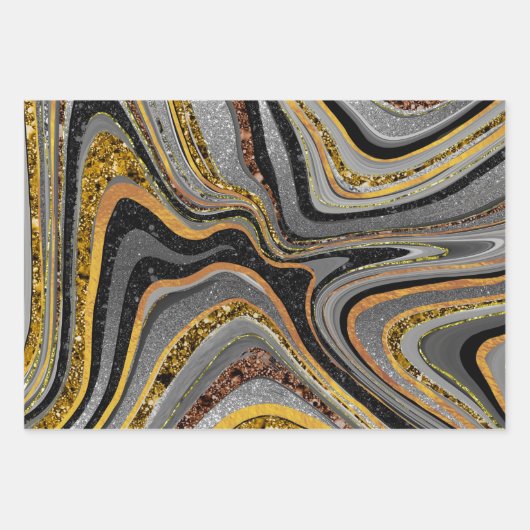 Chic Sparkle Glitter marmer grijs goud Inpakpapier Vel (Voorkant)