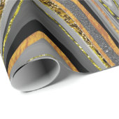 Chic Sparkle Glitter marmer grijs goud Wrapping Cadeaupapier (Rol Hoek)