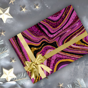 Chic Sparkle Glitter marmer roze goud Cadeaupapier