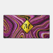 Chic Sparkle Glitter marmer roze goudmonogram Bureaumat (Voorkant)