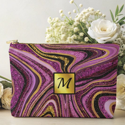 Chic Sparkle Glitter marmer roze goudmonogram Etui