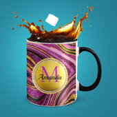 Chic Sparkle Glitter marmer roze goudmonogram Mok