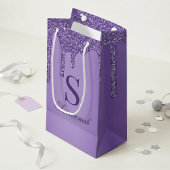 Chic Sparkle Paarse Glitter Drift Monogram Klein Cadeauzakje