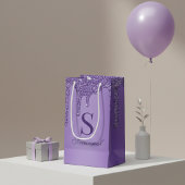 Chic Sparkle Paarse Glitter Drift Monogram Klein Cadeauzakje