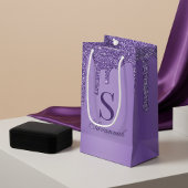 Chic Sparkle Paarse Glitter Drift Monogram Klein Cadeauzakje