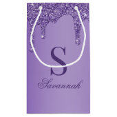 Chic Sparkle Paarse Glitter Drift Monogram Klein Cadeauzakje (Achterkant)