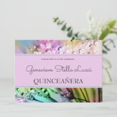 Chic Sparkles Quinceañera Party Invitation Kaart (Staand voorkant)