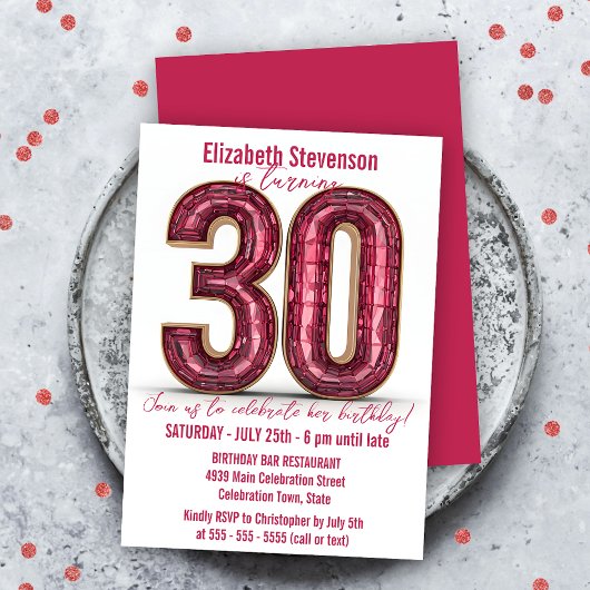 Chic Sparkling Crystal Roze en Goud 30e Verjaardag Kaart