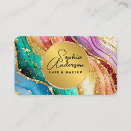 Chic Sparkly Glitter Gouden Regenboog Agaat Glamou Visitekaartje