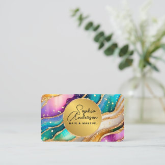 Chic Sparkly Glitter Gouden Regenboog Agaat Glamou Visitekaartje