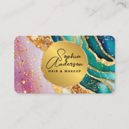 Chic Sparkly Glitter Gouden Regenboog Agaat Glamou Visitekaartje