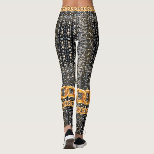Chic Sparkly Gold Elegant voor haar eigen Leggings (Achterkant)