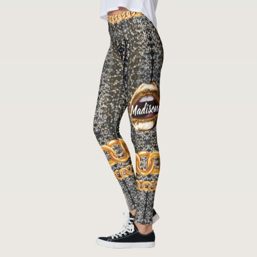 Chic Sparkly Gold Elegant voor haar eigen Leggings (Links)