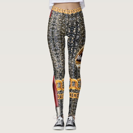 Chic Sparkly Gold Elegant voor haar eigen Leggings (Voorkant)