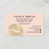 Chic Sparkly Gold Glitter Lips Make-up Artist Visitekaartje (Achterkant)