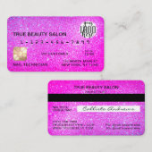 Chic Sparkly Neon Paarse Glitter Credit Logo Visitekaartje (Voorkant / Achterkant)