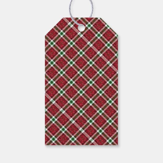 Chic Sparkly Plaid Christmas  Cadeaulabel (Achterkant)