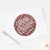 Chic Sparkly Plaid Christmas Ronde Sticker (Envelop)