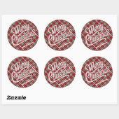 Chic Sparkly Plaid Christmas Ronde Sticker (Vel)