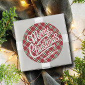 Chic Sparkly Plaid Christmas Ronde Sticker