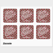 Chic Sparkly Plaid Christmas Vierkante Sticker (Vel)