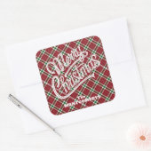 Chic Sparkly Plaid Christmas Vierkante Sticker (Envelop)