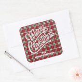 Chic Sparkly Plaid Christmas Vierkante Sticker (Envelop)