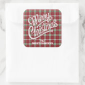 Chic Sparkly Plaid Christmas Vierkante Sticker (Tas)