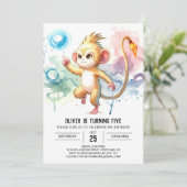 Chic speelse aap verjaardag kaart (Staand voorkant)