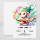 Chic speelse aap verjaardag kaart (Voorkant / Achterkant)