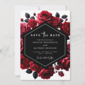 Chic Speelse Crimson Red Wedding Save The Date (Voorkant)