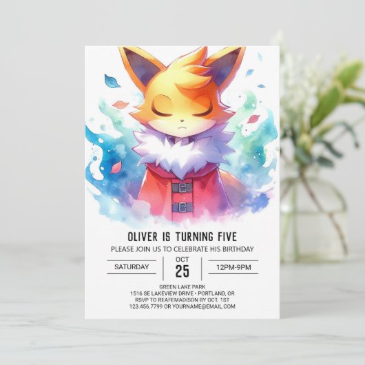 Chic Speelse Fox Verjaardag Kaart (Staand voorkant)