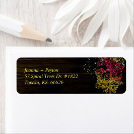 Chic Spiral Trees Rural Wedding Return Address Etiket