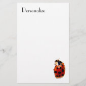 Chic Spoted Ladybug met naam Briefpapier (Voorkant)