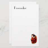 Chic Spoted Ladybug met naam Briefpapier (Voorkant / Achterkant)