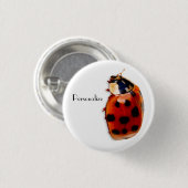 Chic Spoted Ladybug met naam Ronde Button 3,2 Cm (Voorkant /achterkant)