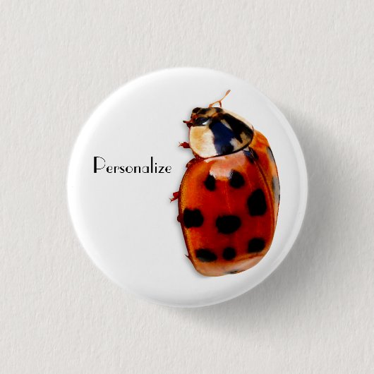 Chic Spoted Ladybug met naam Ronde Button 3,2 Cm (Voorkant)
