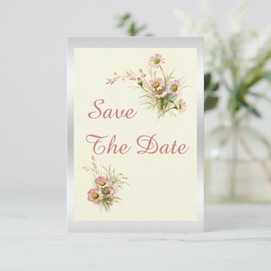 Chic Spring Bloemen 90ste verjaardag Save The Date (Staand voorkant)