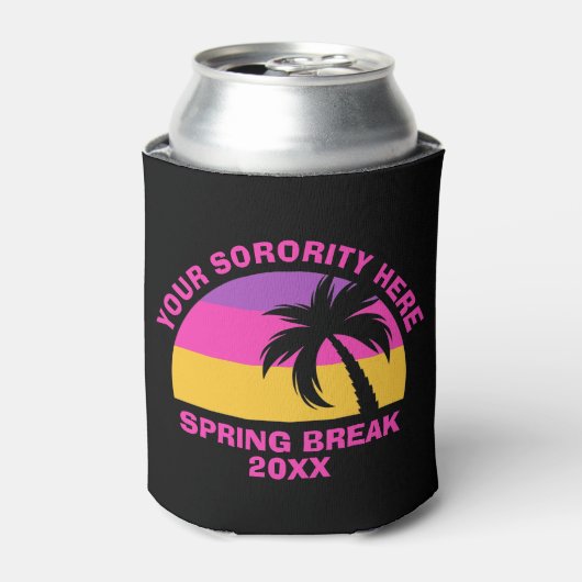 Chic Spring Break Party warmroze zwarte band Blikjeskoeler (Blikje Voorkant)