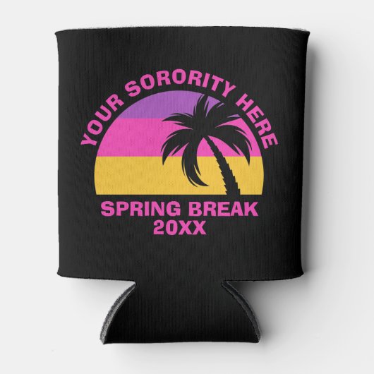 Chic Spring Break Party warmroze zwarte band Blikjeskoeler (Voorkant)