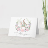 Chic Spring Floral Bunny Konijn & Lam Dank u Kaart (Voorkant)