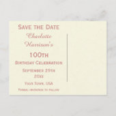 Chic Spring Flowers 100e verjaardag Bewaar de datu Aankondigingskaart (Achterkant)
