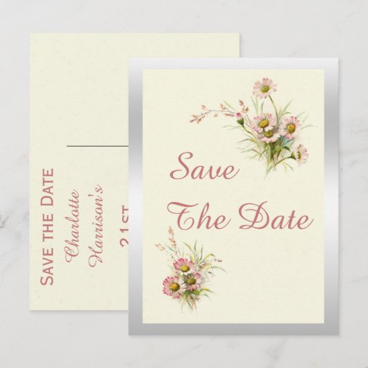 Chic Spring Flowers 21st Birthday Bewaar de datum Aankondigingskaart (Voorkant / Achterkant)