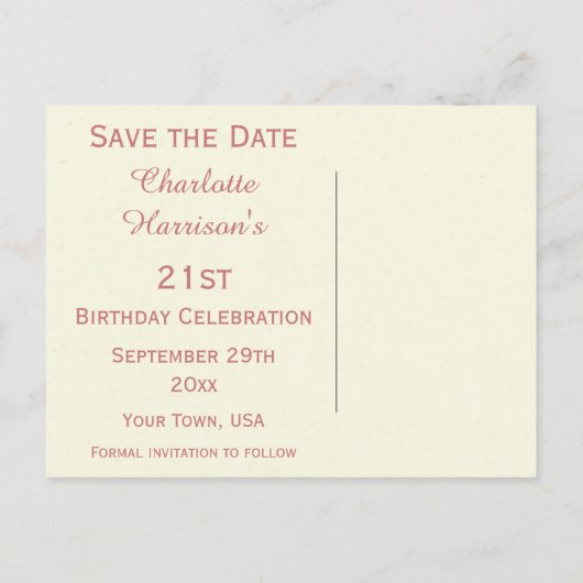 Chic Spring Flowers 21st Birthday Bewaar de datum Aankondigingskaart (Achterkant)